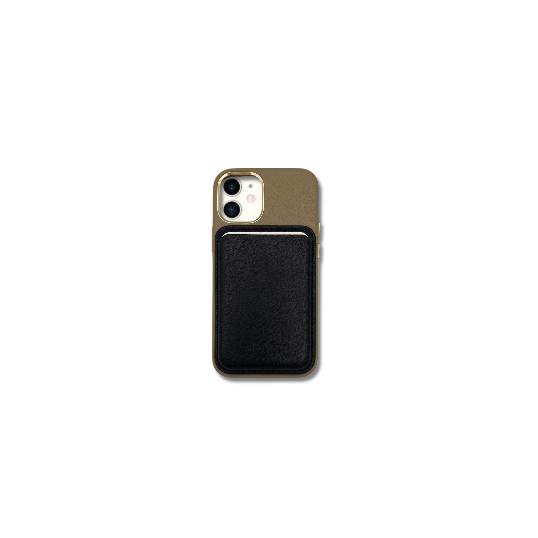 Vegane Maislederhülle sand + veganes MagSafe Wallet schwarz im Set
