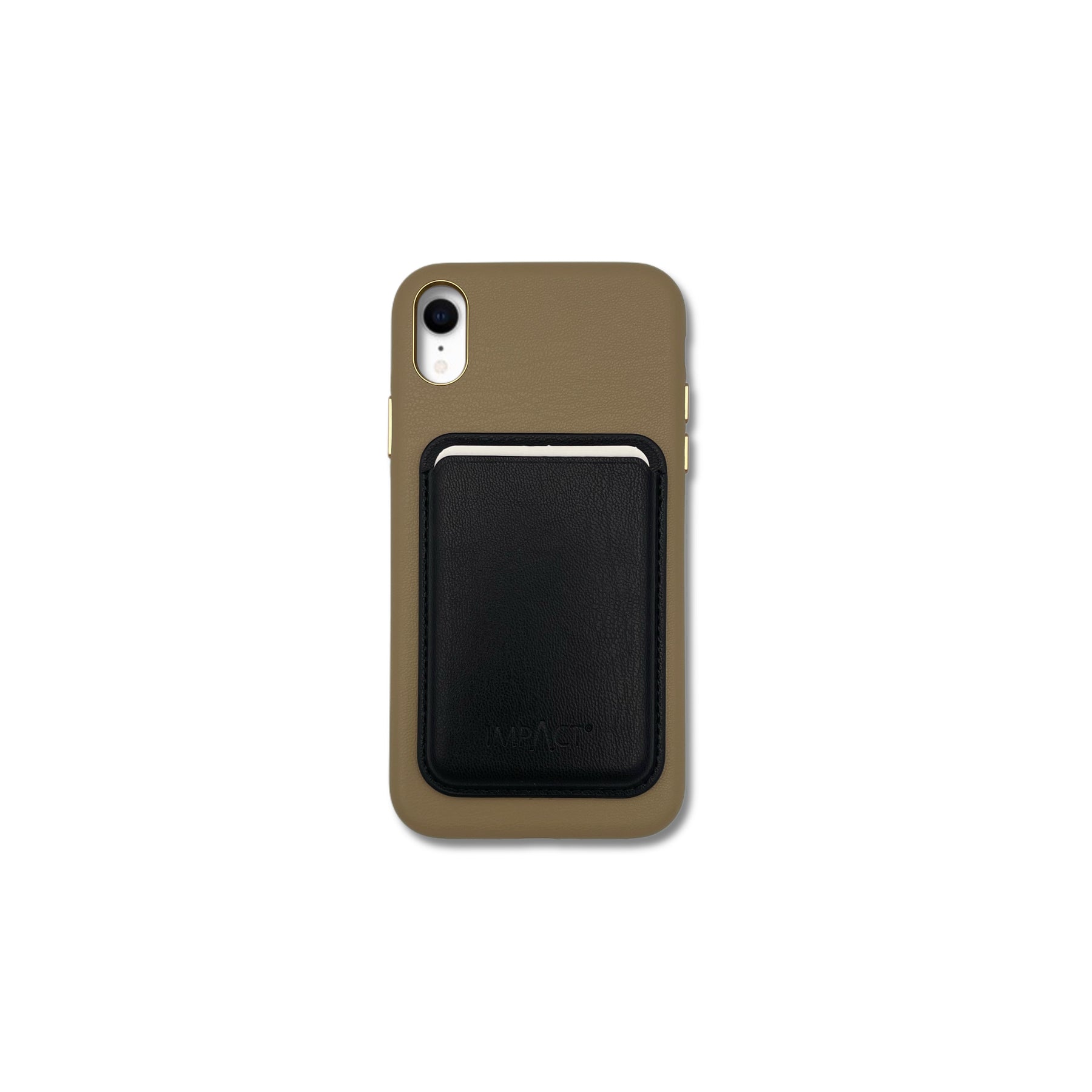 Vegane Maislederhülle sand + veganes MagSafe Wallet schwarz im Set